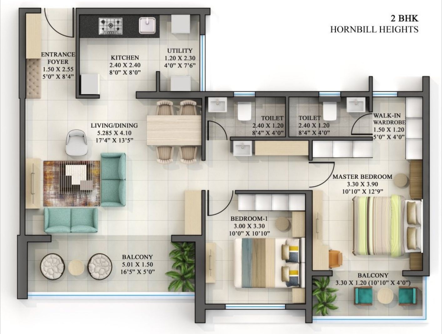 2 BHK layout